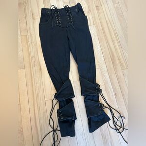 Black Lace-Up Medieval Pants